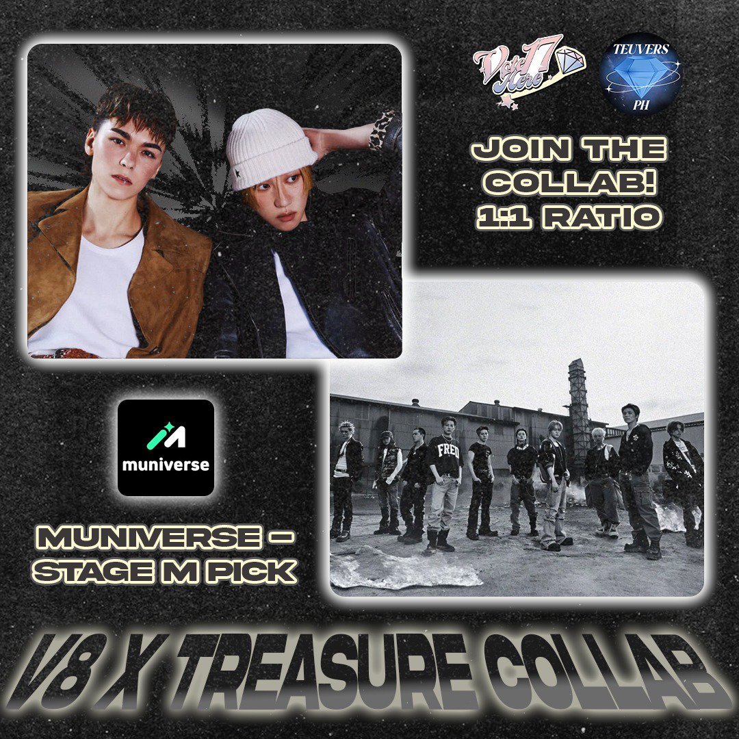 Vote17Here's tweet photo. Hi Carats! 💎

We’ve secured a collaboration with @TeuversPH.  For this collaboration, we’ll be supporting Treasure by casting as many votes as possible.

For this voting, we will only use the free lumy from check-in, and make sure to cast the maximum daily votes (10).  

In return for our support, their fandom will help us during the Stage M Pick for V8 Debut, so every voteccounts! 

🗳️ Voting Period ends on June 11 at 12:00 KST. 

Please Comment Below or upload your proofs to the drive. 

GDRIVE 🔗: https://t.co/6utdtKB63e

Let’s work together and do our best for V8!✨

HELP RT and LIKE🧎

#VERNON #THE8 #버논 #디에잇 #徐明浩  #SEVENTEEN #세븐틴 #セブチ #CARATMARCH 💎 #TREASURE #트레저 #トレジャー