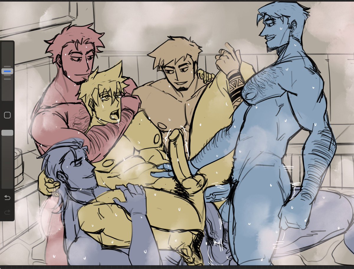 BlueWdump's tweet photo. Sauna orgy wip~ https://t.co/uF70SXmCYH