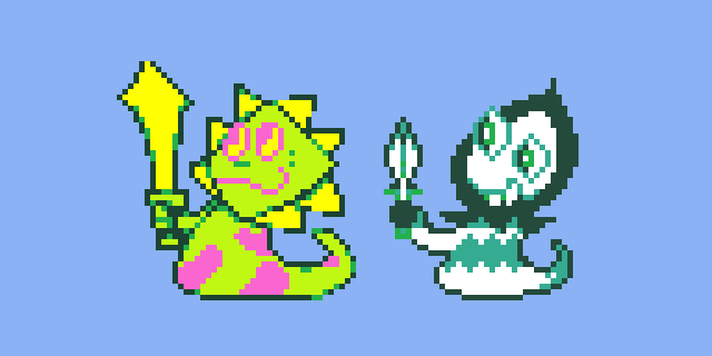 4AleJ1's tweet photo. drew like a silly, goober version of Rudinn, just a glimpse into the Fox's silly mind....
#deltarune #deltarunechapter5 #pixelart https://t.co/rXJnOjB2OB