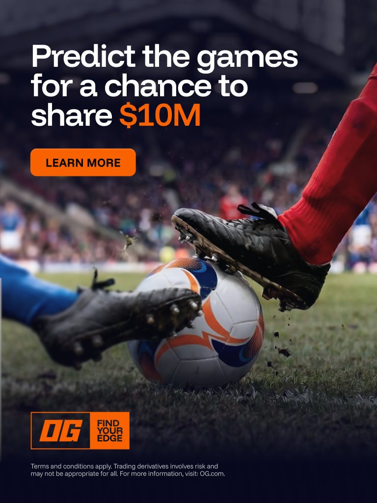 tallysight's tweet photo. ⚽ $10M on the line.

Pick every group finish and podium in the 2026 Soccer Championship — nail all 51 and you're splitting $9M.

Not perfect? Top 1,000 on the leaderboard share $1M.

Free to enter. Open to verified OG users in supported regions. Deadline: June 11, 2:00 PM EST.

@OG_com

https://t.co/x0AB03T1hf I Trading derivatives involves risk. Visit https://t.co/cEofSsBmUo for more information.

#og #PerfectPicks #Soccer2026