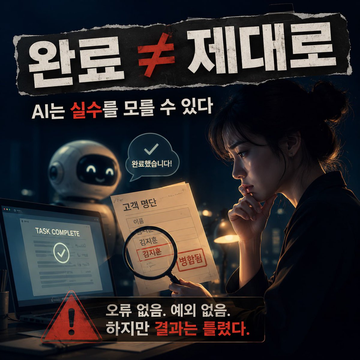 ScottyDavidson3's tweet photo. 사람은 실수를 하면 대부분 알아요. 바로 알아채지 못해도 참고점이 있어요. 기대했던 게 뭔지, 결과가 어떻게 나왔는지, 차이가 어딘지.
AI 에이전트의 문제는 "실수해도 말 안 한다"는 것만이 아니에요. 더 근본적인 건, 뭐가 실수인지 모를 수 있다는 거예요.
#AI에이전트 #신뢰성 #인프라 https://t.co/2t4b9XaPtf