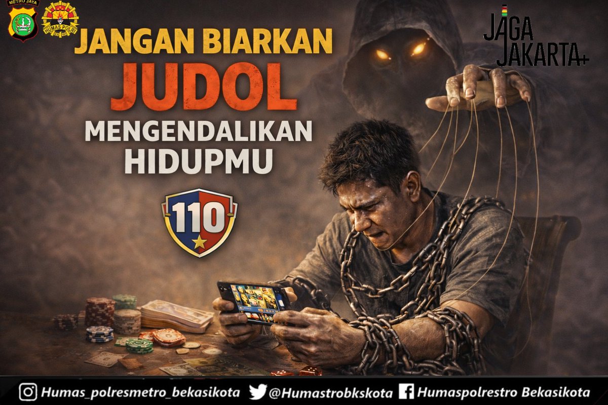 Humastrobkskota's tweet photo. Judi online bukan sekadar hiburan, tetapi ancaman nyata bagi kestabilan finansial dan kehidupan pribadi. jangan sampai terjerat dan kehilangan kendali. tingkatkan kewaspadaan dan segera laporkan melalui layanan 110 jika menemukan indikasi aktivitas judi online.

#WaspadaJudol https://t.co/zAA3MH090r