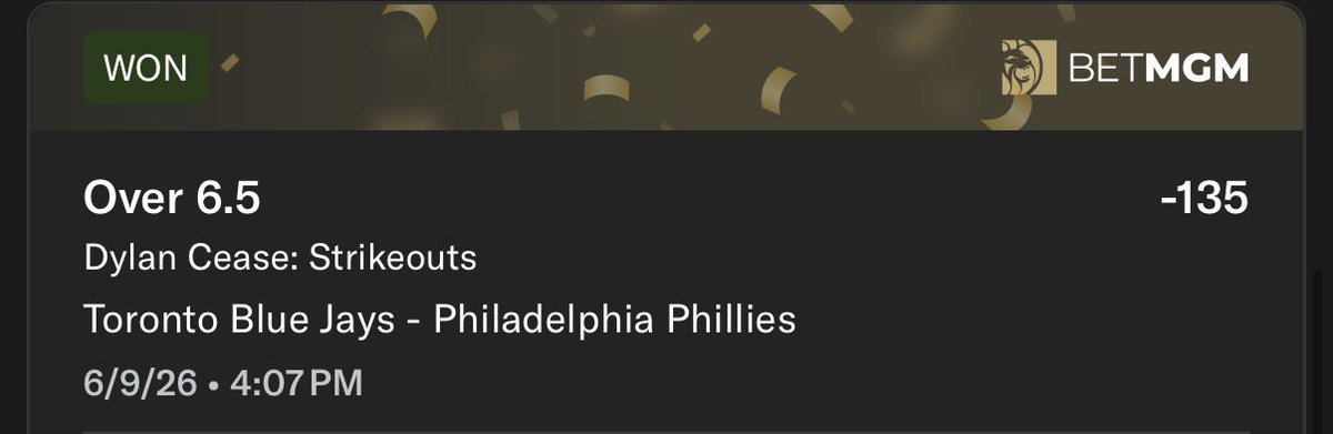 Plug_4_Picks's tweet photo. ⚾️💨 SHESSH! Cease was on fire today! ✅🔌 4-0 so far this week! https://t.co/Q13SYln3eF