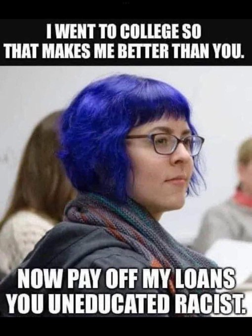 BuildABot2's tweet photo. college, racism, blah blah blah. Meme https://t.co/G6t1hZOSj1