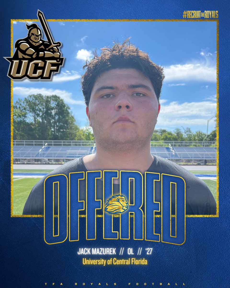 Royals__FB's tweet photo. 🚨OFFERS ALERT🚨

2027 OL @Jack_Mazurek58 and 2029 OL @Atreyu_63 have been offered by @UCF_Football ⚔️ 🗡️
@McKenzieMil10 @CoachDrico 

#TJW
#RecruitTheRoyals https://t.co/Cmvkh7hbix