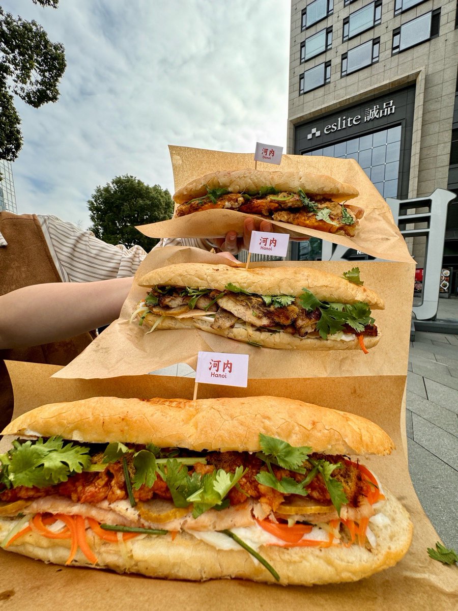 LacyW09's tweet photo. Craving vibrant Vietnamese street food Bite into fragrant lemongrass pork banh mi loaded with pickled veggies, fresh herbs and crispy baguette—pure flavor heaven today!， https://t.co/l4VUDIUbgy
