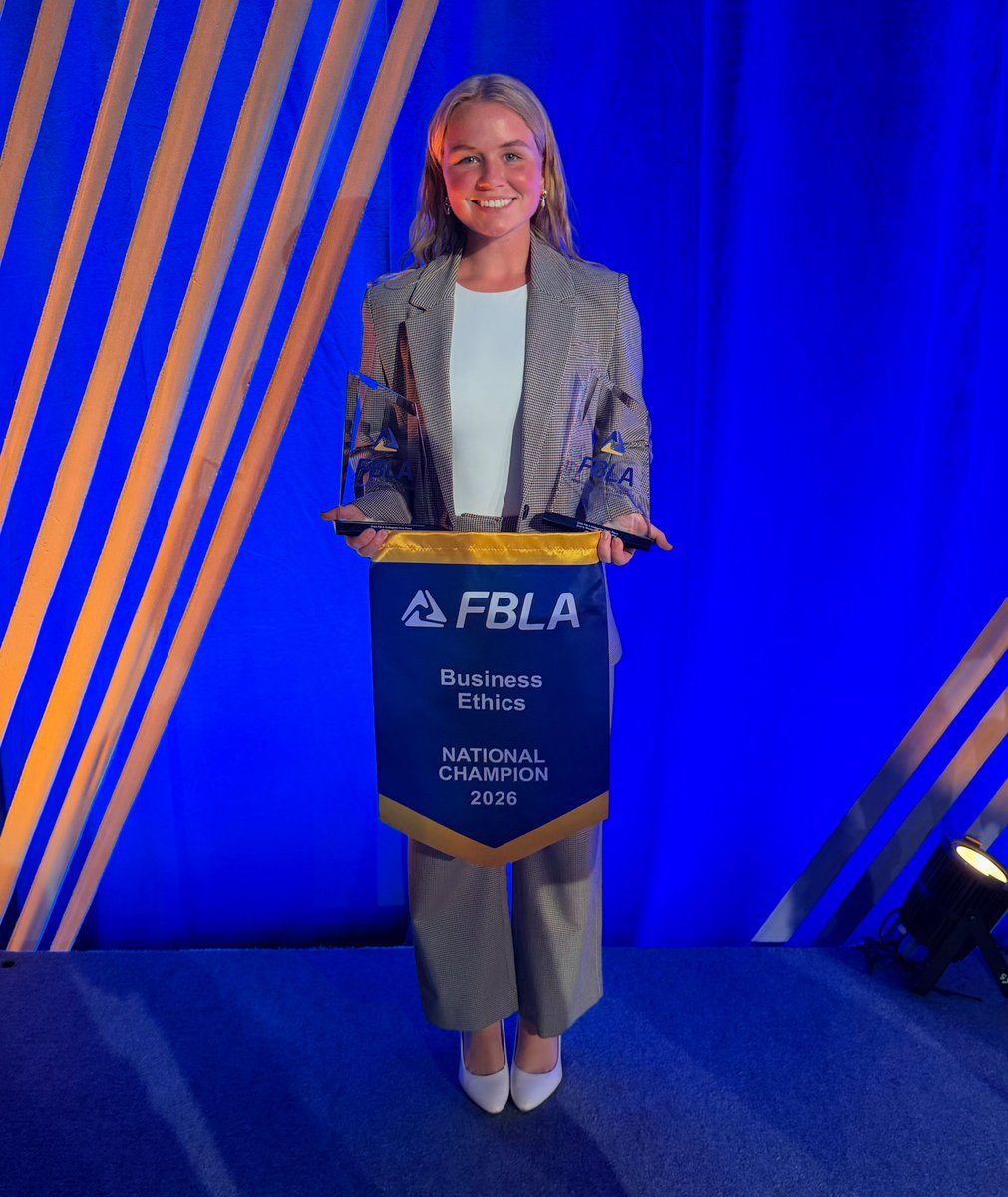 LorasWSoccer's tweet photo. Champion on AND off the field!! Congrats to our own @CanaDuckworth who competed in FBLA Nationals this past week in Las Vegas!  She placed 1st in the Nation for her Business Ethics Presentation and 10th overall in the Sport Management Exam!! #nationalchamppppp 💜🏆 https://t.co/Vtiyhxj0ne