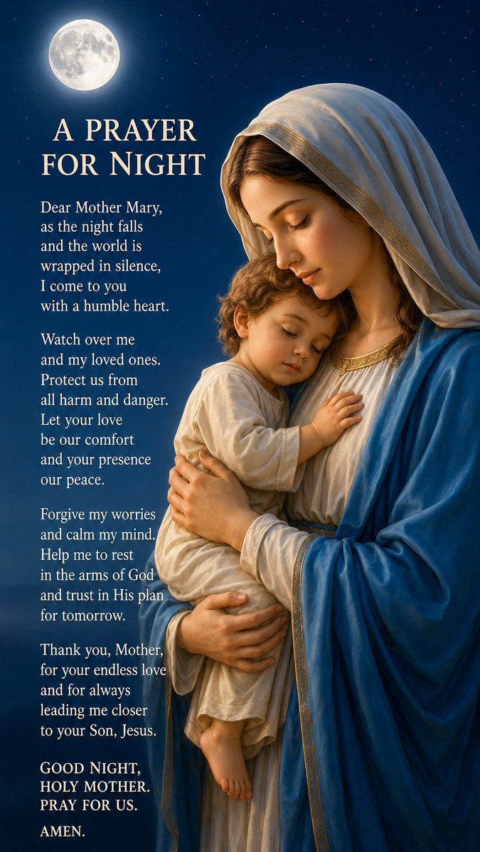 JesusRise_'s tweet photo. People search for peace in a noisy world, but sometimes the quietest prayer before sleep brings the strongest comfort. 🌙🙏
#MotherMary #NightPrayer https://t.co/oplY7tE4Ix