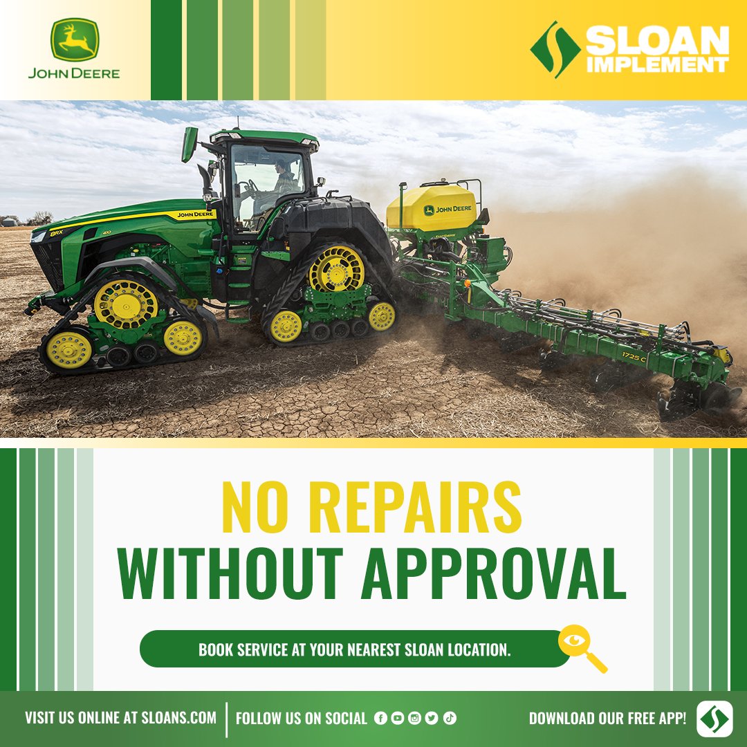 sloanimplement's tweet photo. Planter inspections help identify wear, calibration needs, and row unit concerns before the next planting season. No repairs are done without approval.

Contact your nearest Sloan Implement location to book service.

#SloanImplement #PlanterInspection #FarmService https://t.co/pmLJX8kNYw