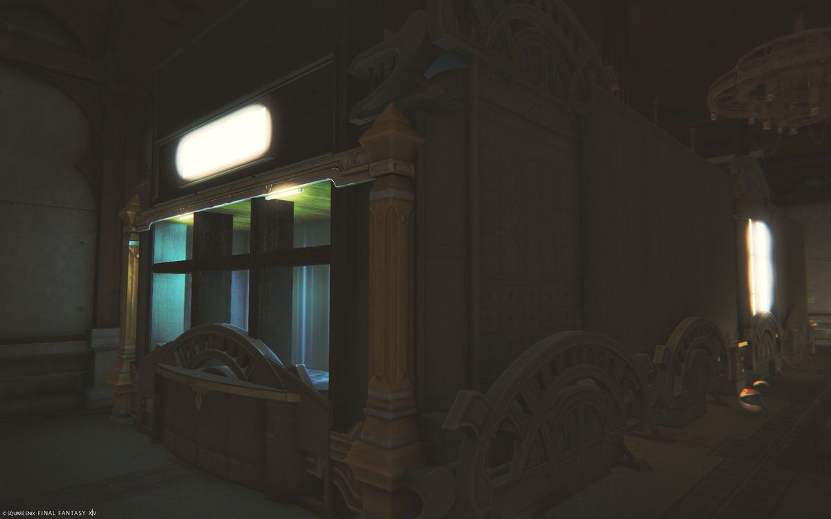 ff14monumomo's tweet photo. 廃駅(#ST_lealea)にいってきました。ここは公開ハウスです。地下はプラットフォーム 2Fには列車。列車は外観も素敵なんですけど 裏からはいれる車内も作りこまれています。ハウスの照明は暗めなので 俺の環境だとグルポでみるのがちょうどよかったです。リアリティがあっているだけで楽しめました https://t.co/VtqNL9ppX0