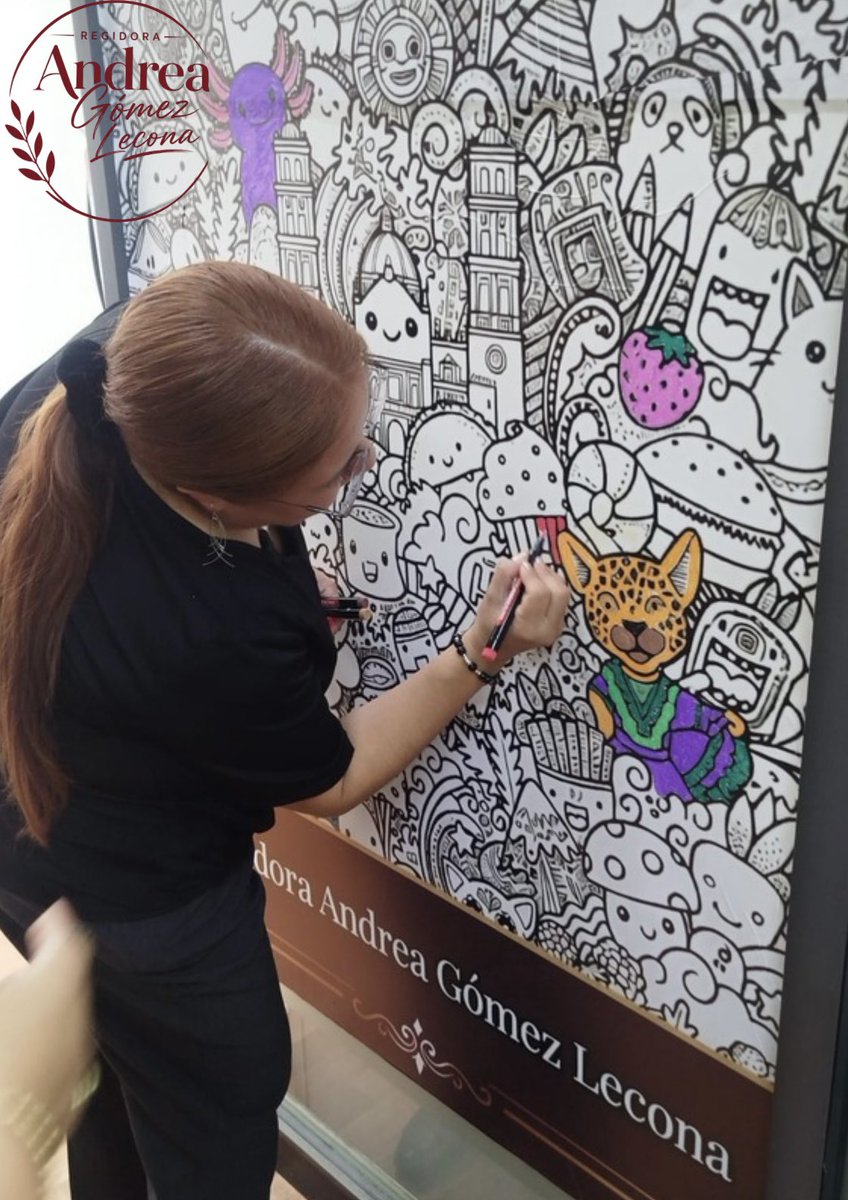 AndLecona's tweet photo. Hoy quiero agradecer de corazón a mis compañeros y compañeras que se sumaron a colorear mi mural de doodles.
Ver cómo manos creativas llenaban de color y vida cada detalle fue puro magia. Porque el arte no solo se mira… ¡se vive, se comparte y se siente en comunidad! https://t.co/n2CiJ2U5io