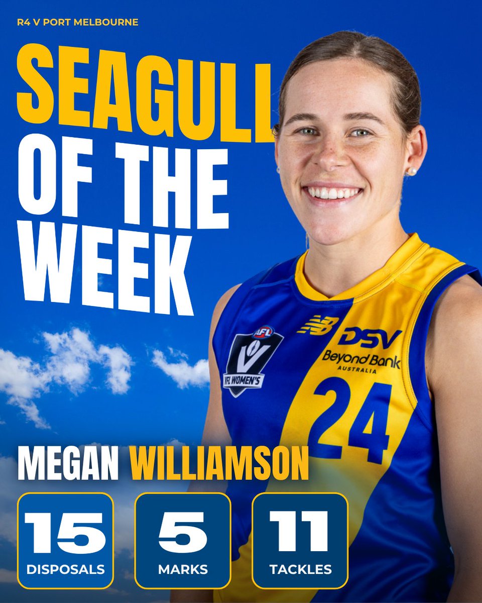 WilliamstownFC's tweet photo. Two standout performances 😮‍💨🔥

Megan Williamson and Kallan Dawson take the honours after two huge performances on Sunday.

Megan was relentless through the midfield, finishing with 11 tackles and setting the tone with her pressure all game. Kal was on fire up forward, hitting the scoreboard with 5 goals in a dominant attacking display.

Brought to you by Wyndham Steel Solutions.