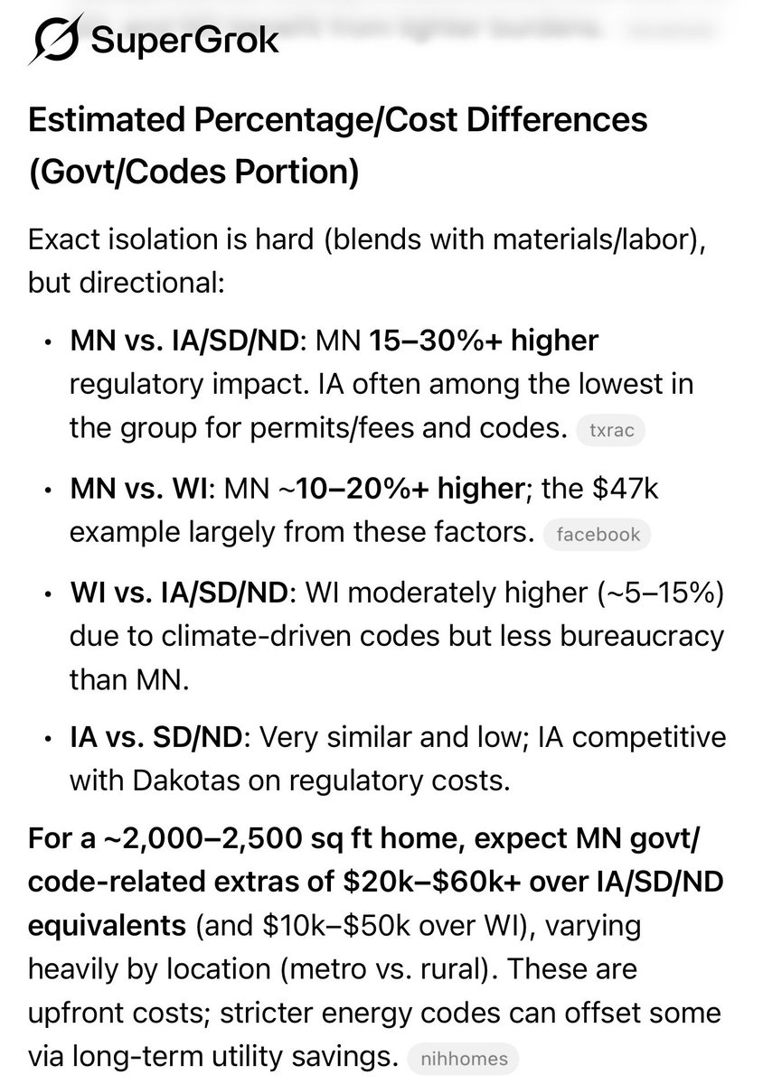 cicero_mn's tweet photo. Minnesota Democrats have passed laws that, along with regulations, codes, and fees, make it significantly more expensive to build a house in MN than in surrounding states.

And now they’re yapping about lowering the cost? https://t.co/qFfdc97D5O
