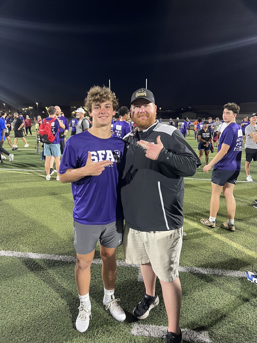 Chasebrodhead's tweet photo. Had a great time competing @SFA_Football camp with some of my teammates and It was great to talk with both running back coaches, Coach Schmidty and Coach Gunnell. Look forward to talking again soon! @CoachGunnellSFA @CoachNSchmidty @CoachRosch @Blake_W_Dunham @CoachTSalazar https://t.co/TYqjWiFt7E