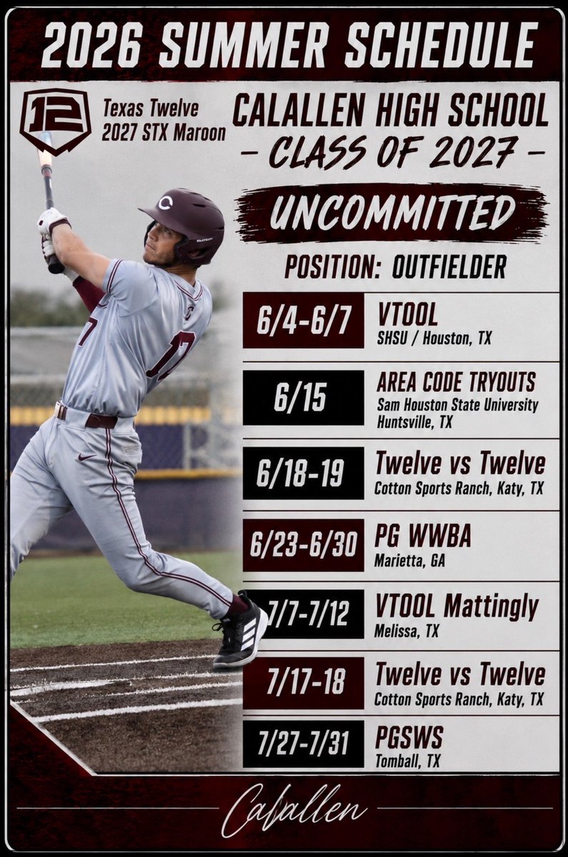 Wyatt_Duke17's tweet photo. Summer season schedule. Can’t wait to get going! #twelve https://t.co/2x0cOeH4D3