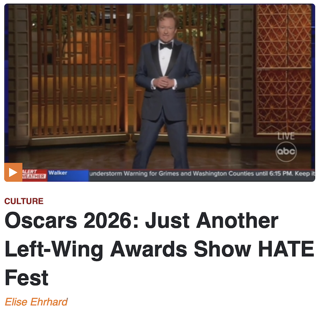 ConWebWatch's tweet photo. .@theMRC @newsbusters had its annual meltdown over the Oscars, whining about the the jokes and complaining that the winner for best documentary was on the effects of Russia's war in Ukraine.
https://t.co/NOiZovJx9z https://t.co/kCBHx3zdQD