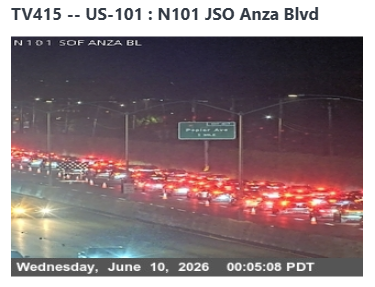 KCBSAMFMTraffic's tweet photo. #Millbrae #Burlingame #SanMateo -- Roadwork on southbound #Highway101 from Broadway to 3rd Avenue, the three left lanes are closed. (Photo: @CaltransD4) #KCBSTraffic. https://t.co/XlxBVtOJ7D