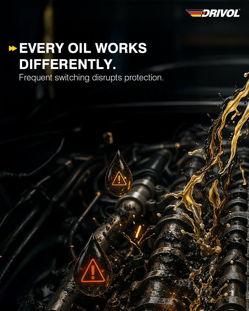 DrivolOfficial's tweet photo. Switching engine oils too often can do more harm than good. Give your engine the consistent protection it deserves with Drivol.

#Drivol #EngineOil #CarCare #Lubricants #EngineProtection

Visit our Website. (Link in bio)

#Drivol #Lubricant #CarCare #EngineOil #Oils https://t.co/srhoPsZr6n