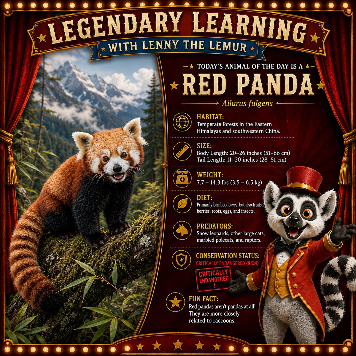 circus805's tweet photo. Welcome to another edition of Legendary Learning with Lenny the Lemur — where we explore the incredible world around us one animal at a time.

#Circus805 #LennyTheLemur #AnimalOfTheDay #LearnSomethingNew #Wildlife #EducationalContent #StreamingCommunity https://t.co/fLqLZn8wWb