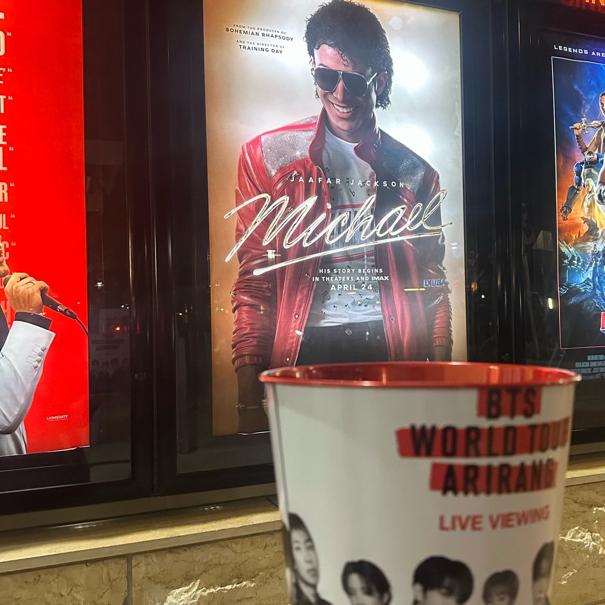 zerooclocker's tweet photo. rewatched the Michael movie and left with bts popcorn buckets.. wonder how that happened HEEEE HEEEE https://t.co/9xwDOkKhZl