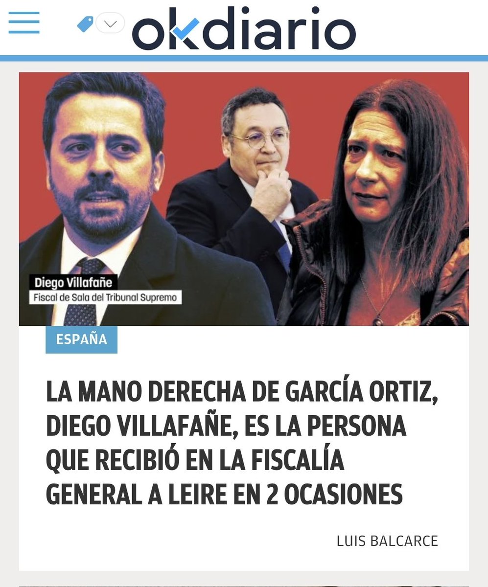criaturina's tweet photo. LAS CLOACAS DEL PSOE 
LA FISCALÍA ZOMBIE DE SÁNCHEZ 

💣💣 La mano derecha de García Ortiz, Diego Villafañe, es la persona que recibió en la Fiscalía General a Leire en dos ocasiones en abril de 2025.

‼️Díez llegó a afirmar: «Parece que la Fiscalía ha arrancado a hacer cosas».

‼️ La fontanera gestionó en la Fiscalía General el regreso de Stampa a Anticorrupción, ofreció favores al fiscal Grinda y buscó hundir a Luzón.

‼️ Leire dijo al abogado de Villarejo que había realizado gestiones en la Fiscalía y que estas podían ser favorables para el ex comisario. 

‼️ Las cloacas estudiaban denuncias contra la UCO acordadas con «nuestros amigos de FGE».

 https://t.co/1a4RkoZFmD