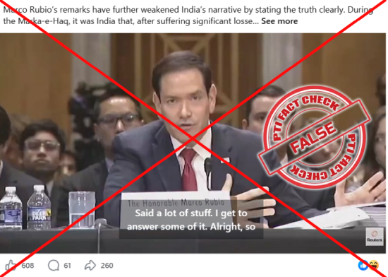 ptifactcheck's tweet photo. PTI Fact Check: US State Secretary Marco Rubio's digitally-edited video with superimposed audio shared on social media with false claims
READ MORE: https://t.co/LOUvROX0PM
Follow #PTIFactCheck on WhatsApp Channel https://t.co/yFNHsOCaQU https://t.co/RsCVJlBOyo
