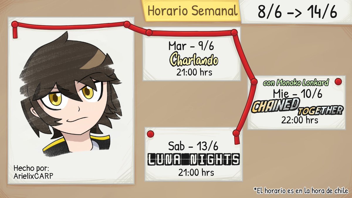 TomCreations_'s tweet photo. ¡Este es el calendario de esta semana! 📅
Hoy, miércoles, tendremos una collab muy especial junto a @Monoko_Lonkard , ¡El gran elfo del bosque! 🍃¡Va a estar muy buena! Los esperamos a las 22:00 hrs (hora chilena) ⏰
Y el sábado continuaremos Luna Nights🔪
https://t.co/Ug8YgPZJrx https://t.co/qVmrb80vNz