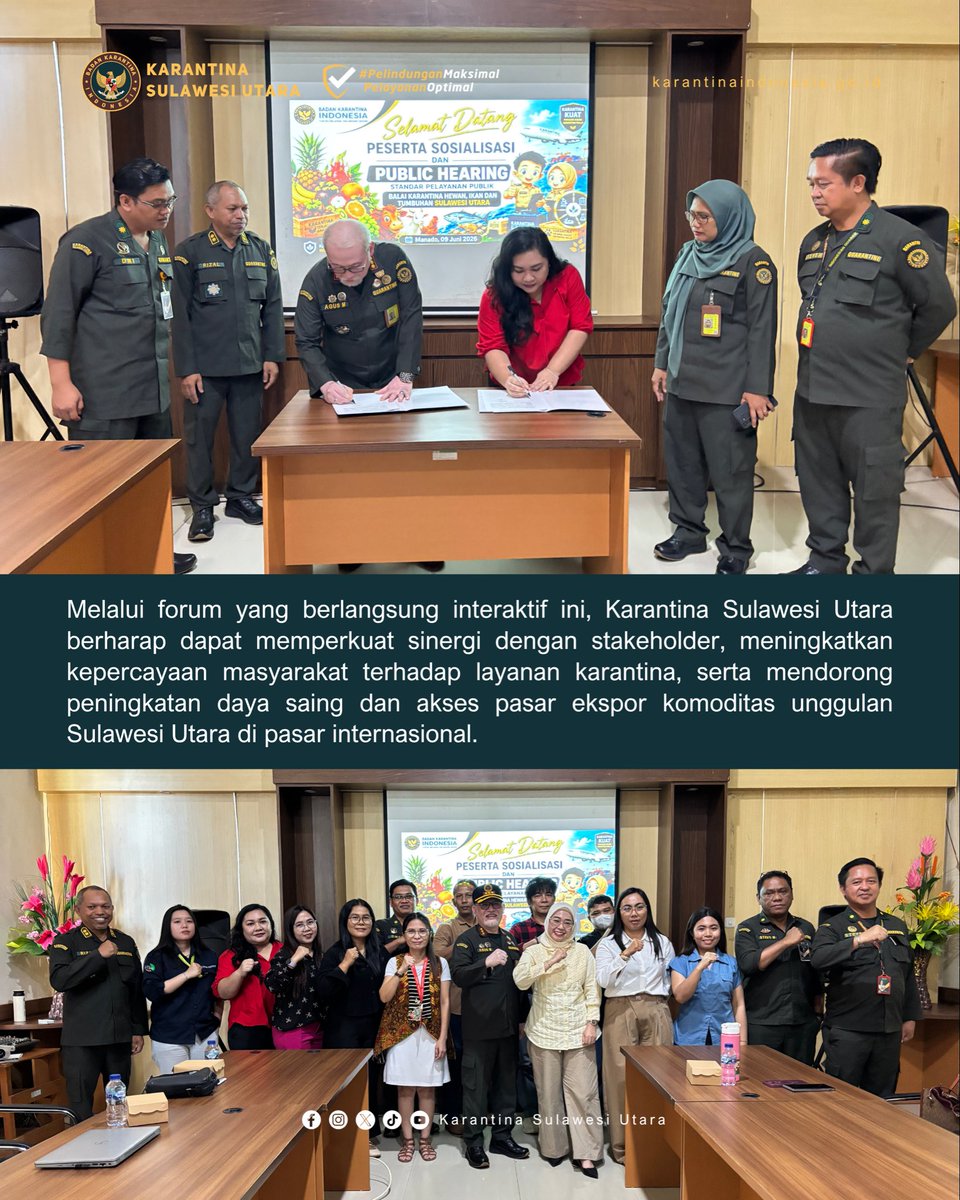 karantinasulut's tweet photo. #KarantinaSulawesiUtara Gelar Sosialisasi Perkarantinaan dan Public Hearing, Dorong Pelayanan Prima dan Akselerasi Ekspor

#KarantinaIndonesia @BarantinRI https://t.co/UZujYsXJMo
