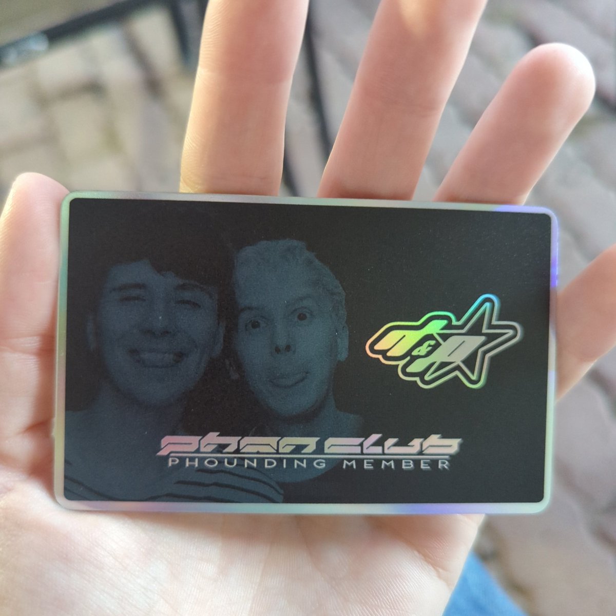 Myth_Cosplay's tweet photo. MY DAN AND PHIL PHAN CARD CAME IN!! After about a decade of watching, I'm finally official 🫡 https://t.co/Jtfc3XAfEg