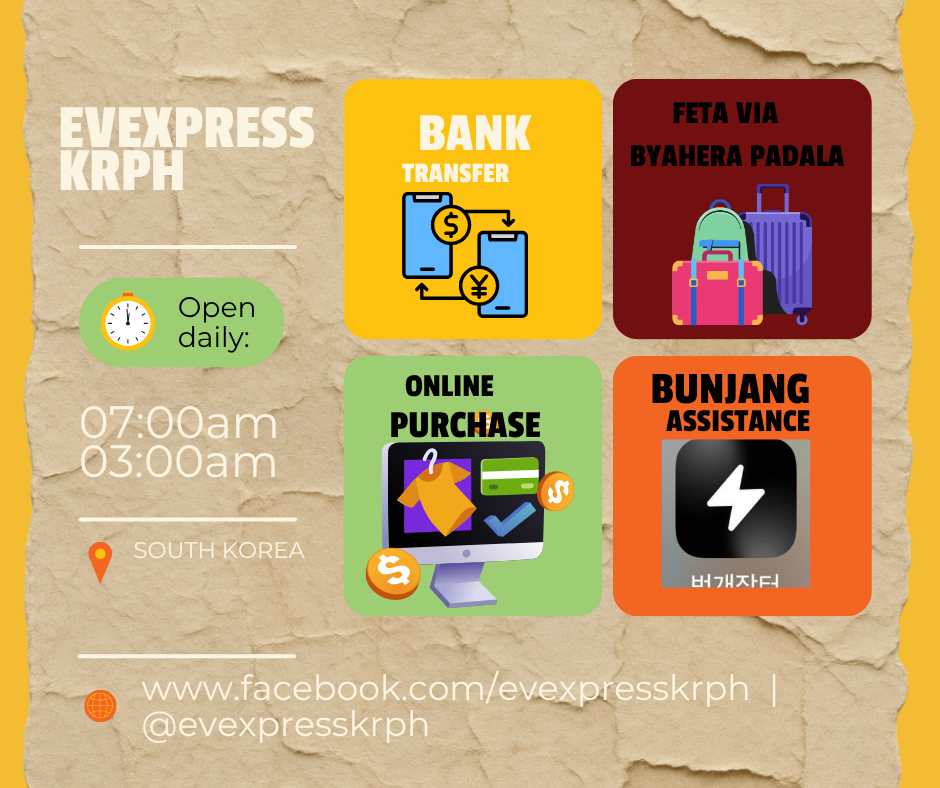 EVXpressKrph's tweet photo. We're Open to Assist You 🙂 

Services Available 
✨Korean Bank Transfer
✨ Online Pasabuy
✨Byahera Padala 
✨Bunjang Assistance

For Inq. Dm Us ✉️

#krbt #bunjang #bagahepasabuy https://t.co/2I4SsEW3m6