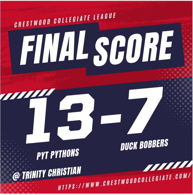 CrestwoodLeague's tweet photo. Hot weather, hot bats. The Pythons score at least four runs in three different innings in Tuesday's win at Trinity Christian. JT Iles powers the win with 2 hits and 3 RBI with Jack Ingram, Ryan Lawlor and Maddox Toepper adding 2 RBI each in a balanced offensive effort. https://t.co/wO6vv8WCwF