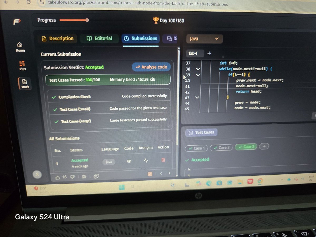 pinkcherry_byte's tweet photo. Day 10

Solved 3 problems
1. Remove nth node from the back of LL
2. Add two numbers as Linkedlist
3. Delete node in linked list with O(1) 

#SDESheetChallenge @striver_79 @takeUforward_ https://t.co/MoORpRXE4m