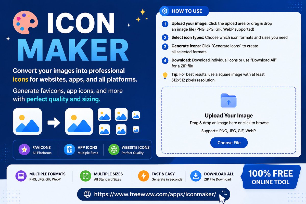 freewww30's tweet photo. Design custom icons in seconds with Icon Maker! Online, free, and easy-to-use perfect for apps, websites, and social media.
Try it now: https://t.co/JkJOzihUPe
#IconMaker #GraphicDesign #DesignTools #AppDesign #WebDesign #UIUX #DigitalTools #CreativeTools #OnlineTools https://t.co/1WhXLA2t3d