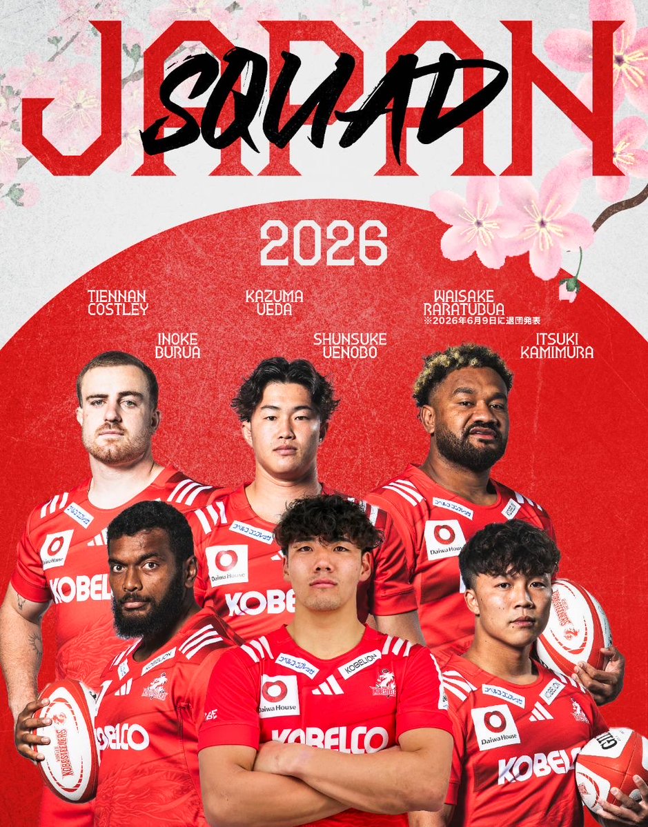 kobe_steelers's tweet photo. ⽇本代表 宮崎合宿参加メンバーのお知らせ🇯🇵🌸 https://t.co/5ignFGcwza

／／
ガンバレ📣📣
■ワイサケ・ララトゥブア
■ティエナン・コストリー
■上村 樹輝
■イノケ・ブルア
■植田 和磨
■上ノ坊 駿介
＼＼

#コベルコ神戸スティーラーズ
#KOBELCOKOBESTEELERS https://t.co/U7HAkhd7af