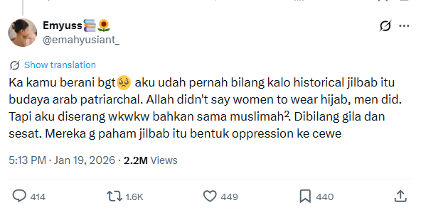 fluoxetan's tweet photo. the danger of feminist indoctrination.
semua ini gak terjadi tiba-tiba ya. awalnya dibuka dengan narasi empati, “kasian ya kelompok ini (gay/transwomen/psk/dll) tertekan, butuh dipahami, butuh dilindungi”.
lama-lama jadi “transpuan ya perempuan”, "zina itu biarin sih, selama consent", "hak untuk aborsi", "sex worker adalah pilihan yang berdaulat", "ajaran Allah & tafsirnya itu cuma budaya arab patriarki & oppression", plus berbagai nonsense lain yang mostly datang dari kerangka ideologi ini.
apakah betul gerakan ini peduli dengan perempuan? 

akhir zaman, yang bathil dibungkus-bungkus sama empati, kepedulian, keadilan, dan apa lah bahasa moral yang terdengar baik di permukaan. tapi tetep aja gak berhasil menyembunyikan tipu dayanya. 
mari berlepas diri.
