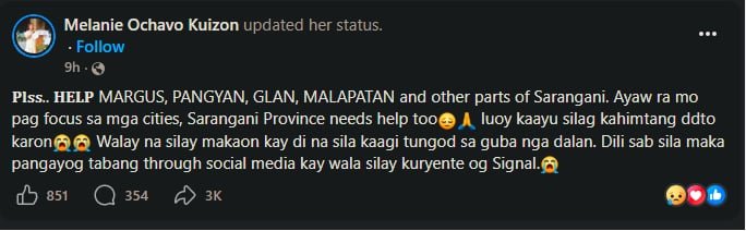akosi_baj's tweet photo. Hello I hope help and lens extend to Sarangani din 🙏 It looks like Pangyan and other areas can't be reached through roads anymore dahil yung mismong mga kalsada ang lalim ng biyak. These are screenshots from my cousin's FB timeline. We still can't reach his mother. https://t.co/Q1rbF8Ui5Q