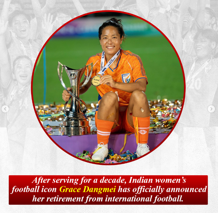 NESports1234's tweet photo. End of an era 🙏
#GraceDangmei, you’ve given India unforgettable football memories.
Three #SAFF trophies, #SouthAsian Games golds and inspiring a generation of girls to dream big. ⚽
Thank you for your legacy in #Indianfootball ❤️
#YouthEmpowerment #T20WorldCup #Wade
#Shakur https://t.co/1YVbOhp7jp