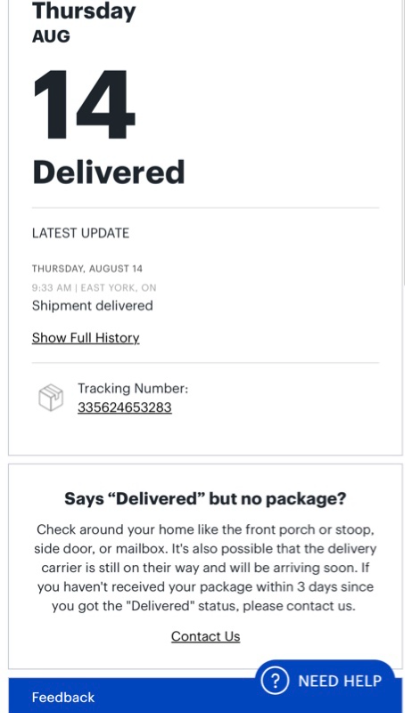 LavishPumps's tweet photo. @BestBuyCanada marketplace seller told me in writing to refuse a $717.54 iPhone 14 delivery (Order #1024338670). I did, but a Purolator error marked it as delivered.

Now Best Buy has locked the chat. Keeping my money violates the Ontario Consumer Protection Act. Fix this mess. https://t.co/soTwAbzYB4