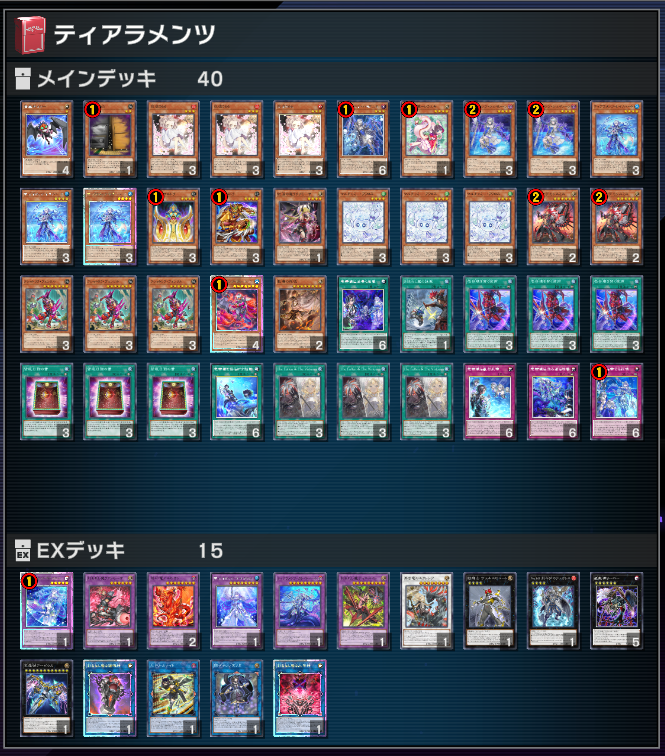 metakuzu's tweet photo. DCも始まるということで急いでマスター1に上げました。使ったのはティアラメンツです。
フワロス＋皆既のメイン構成と、ビュートとアーゼウスによる捲りで後手かなり勝てました。
わけわからん永続罠とかもヴァーチャスとビーツで4枚弾けるカードがあって偉かった。 https://t.co/lSWSC90rk5