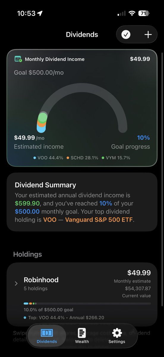 RonXNextTrails's tweet photo. So excited to share that the latest update to Dividend Pulse is now live on the App Store. 🥳

This update brings a smoother onboarding experience, new dividend insights, easier holding setup, and a more polished Liquid Glass UI.

If you’re looking for a simple, calm, and easy-to-understand dividend tracker to securely track your monthly dividend income, I’d love for you to give Dividend Pulse a try and share any feedback. 😊

As always, my apps do not collect your data, track you, or serve ads.
https://t.co/7ZOWTHWlFa

#Finance #liquidGlass #iOSApp