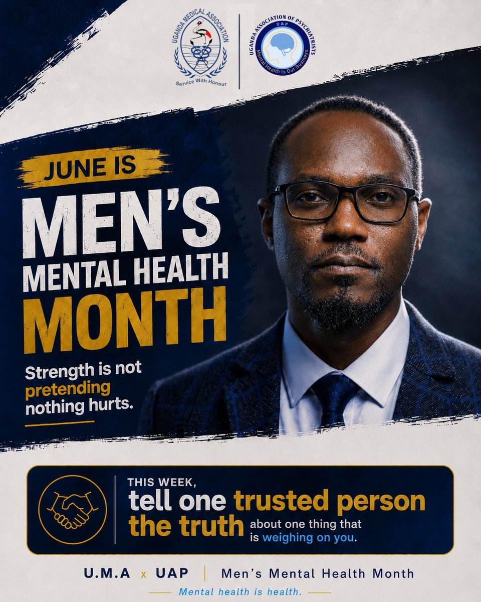 TheUMAofficial's tweet photo. Many men are not silent because they are fine. Some are silent because they were taught to carry pain without complaint.

This Men’s Mental Health Month, remember that strength is not pretending nothing hurts.

Speak early. Speak honestly. Speak to one trusted person before the weight becomes too much.

Mental health is health.