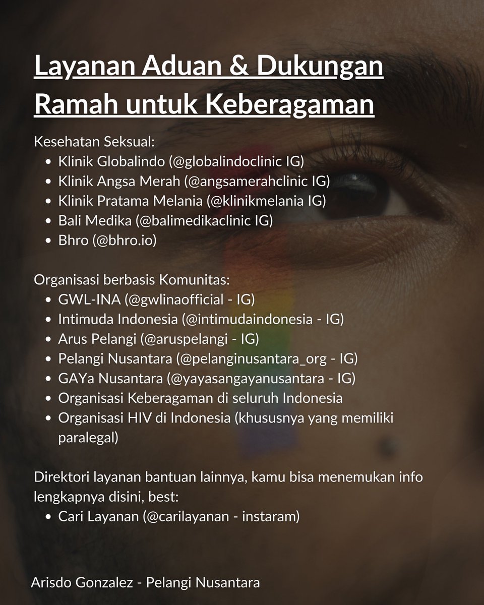 arisdogonzalez's tweet photo. Aku juga mau share beberapa list organisasi dan layanan yang bisa kamu hubungi

Jaga diri, jaga teman-teman di sekitar kalian yaa beb, dan jangan ragu cari bantuan kalau lagi butuh bantuan. Tetap kuat, tetap aman, dan tetap saling merangkul yes: https://t.co/S0Crdzvh2E