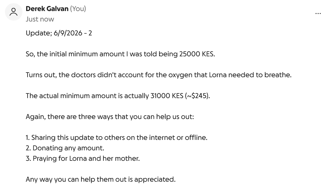 DXG2000MM's tweet photo. https://t.co/k0RbM2slGU

My bad, I made a correction on the minimum amount. Oxygen treatment was not accounted for.

The actual minimum is 31000 KES (~$245) https://t.co/Lj39gdmMG9