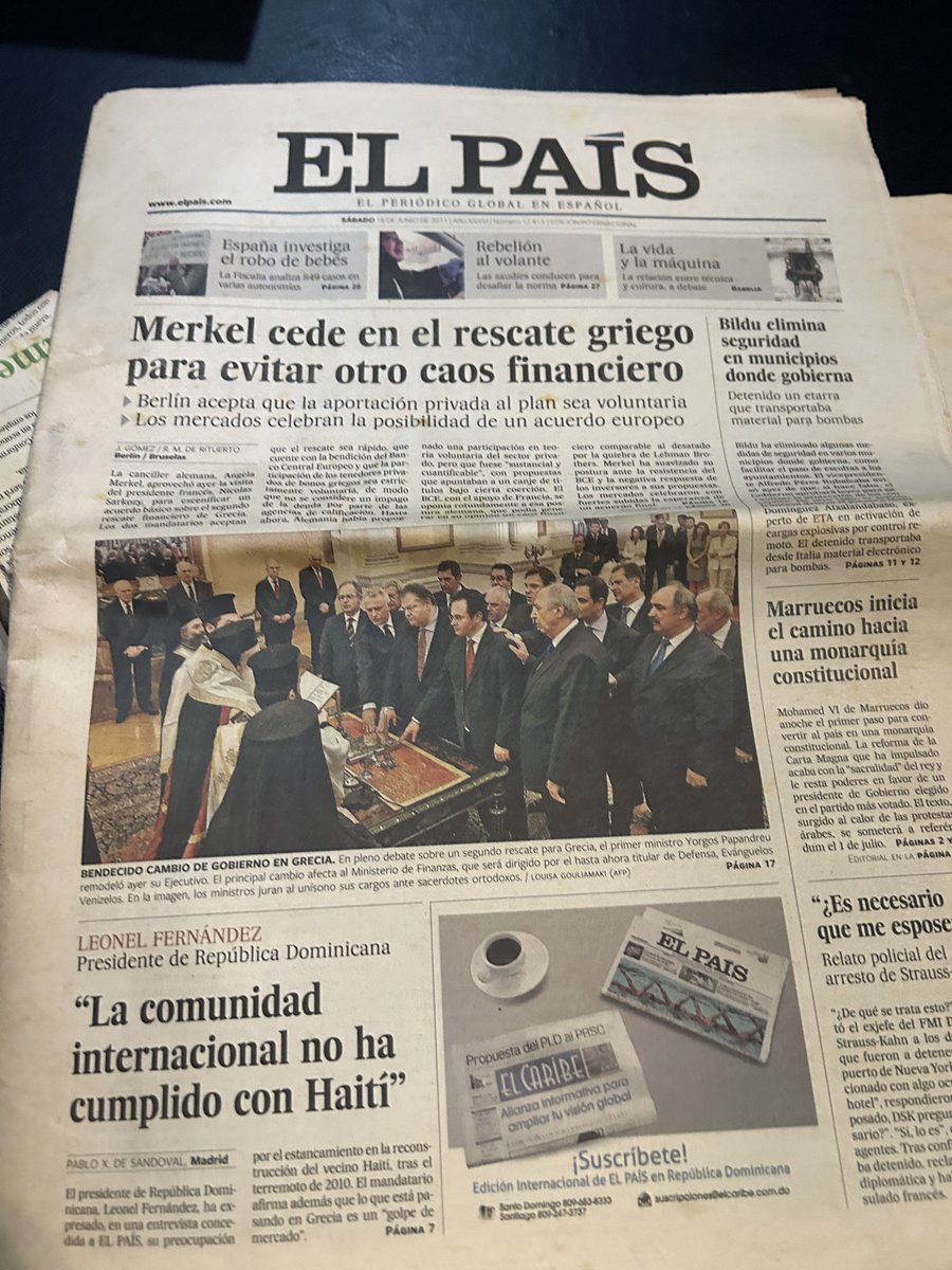 RRosarioMarquez's tweet photo. Revisando en mi pequeña biblioteca en casa , me encuentro con esta edición del periódico @ELPAIS del 18?de junio 2011. La declaración de primera plana , como si fuera hoy de @leonelfernandez “La comunidad internacional no ha cumplido con Haití”. https://t.co/DF4NjtsZPS