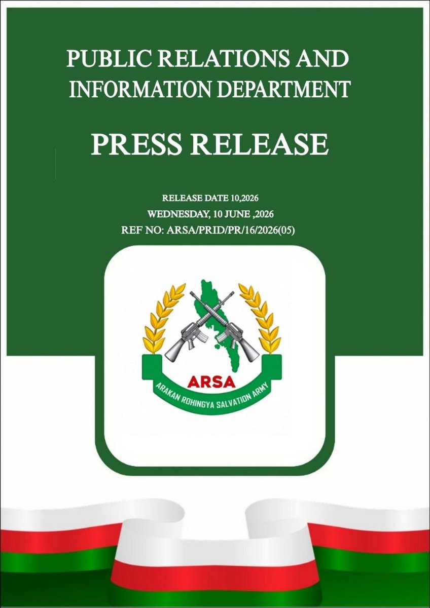 RFR_Rohingya's tweet photo. Arakan Rohingya Salvation Army ARSA Special Officially Statement Date. 10.6.2026. https://t.co/YC3O6kGn8h