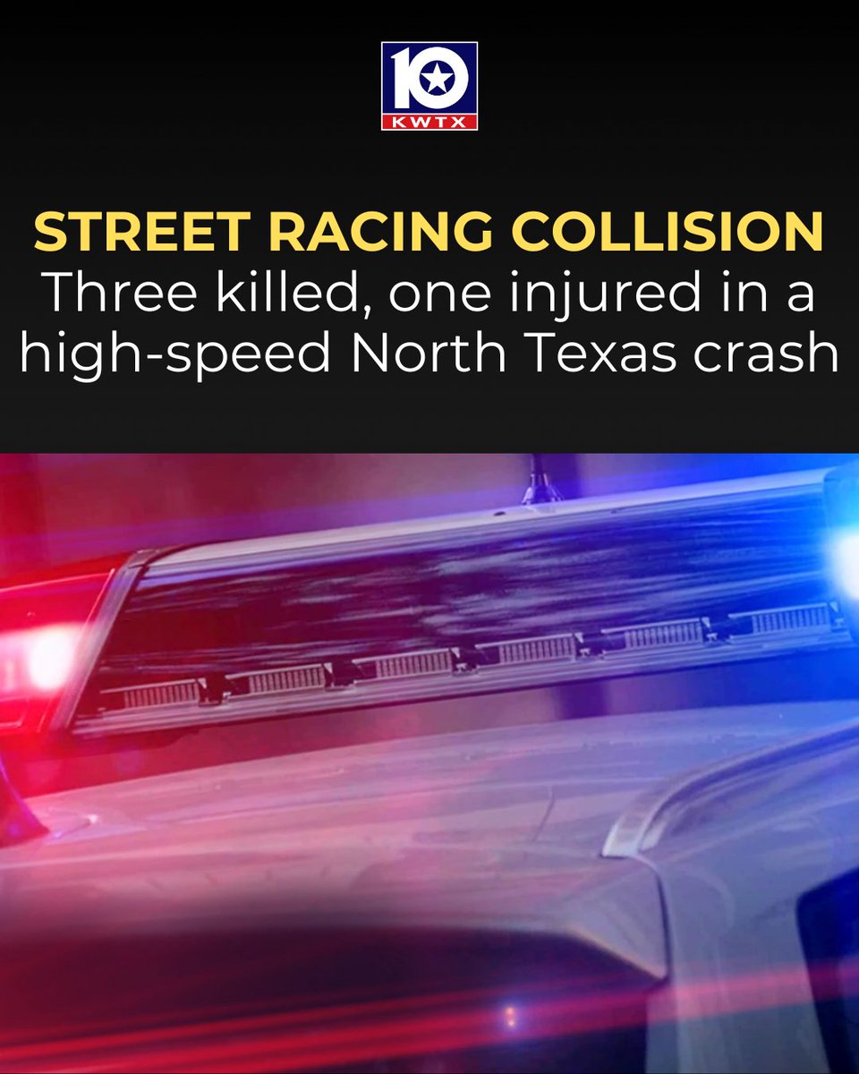 kwtx's tweet photo. Three people are dead and another is fighting for their life after a street-racing crash Monday night in North Texas. 🔗https://t.co/30pFW6HuOv https://t.co/DinqGMvkyT