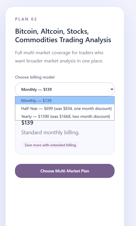 Tradera_Edge's tweet photo. TraderaEdge paketi su dostupni na mesečnom, polugodišnjem i godišnjem nivou.

Plan 01 — BTC & Altcoins
Monthly: $99
Half-Year: $499
Yearly: $999

Plan 02 — BTC, Altcoins, Stocks & Commodities
Monthly: $139
Half-Year: $699
Yearly: $1390

Duži planovi donose uštedu:
1 mesec popusta na half-year
2 meseca popusta na yearly

Mesečno ako želiš da testiraš.
Dugoročno ako želiš kontinuitet, strukturu i ozbiljniji pristup tržištu.

Trade with structure. Decide with data.
Join - https://t.co/rJJGUOUYFf

Free telegram zajednica - https://t.co/xLqkPzpIeI

#Bitcoin #Crypto #Altcoins #Stocks #Commodities #Trading #MarketAnalysis #RiskManagement #TraderaEdge #FinTech #CryptoTrading bitcoin:native
