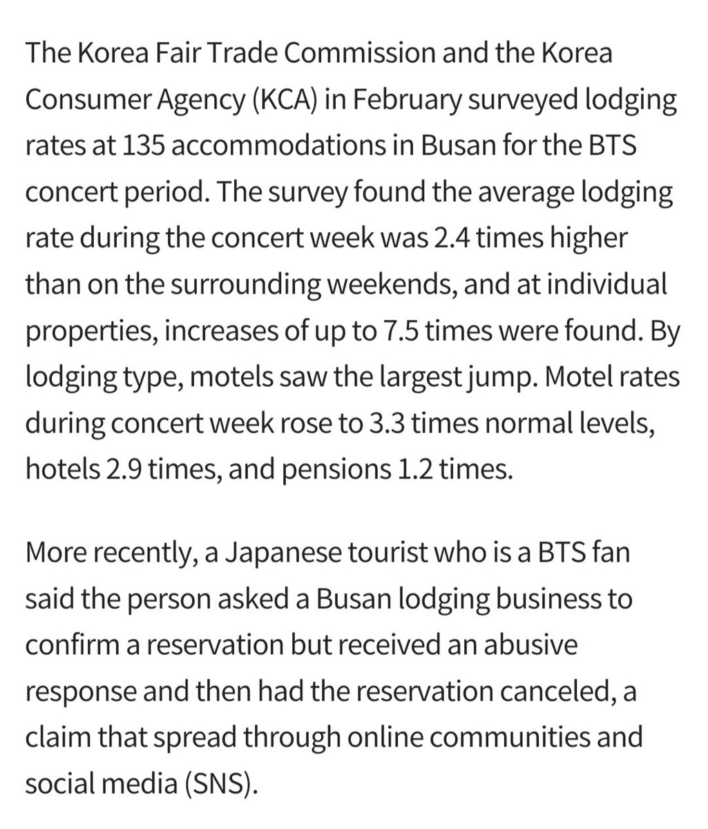 shadow_twts's tweet photo. Ahead of @BTS_twt concerts, tourism complaint reports filed in Busan in May rose to 77% of last year's annual total. More than 80% of complainants were foreigners, and grievances centered on unilateral reservation cancellations by lodging businesses and excessive penalty charges. https://t.co/VQ3edSw9cS
