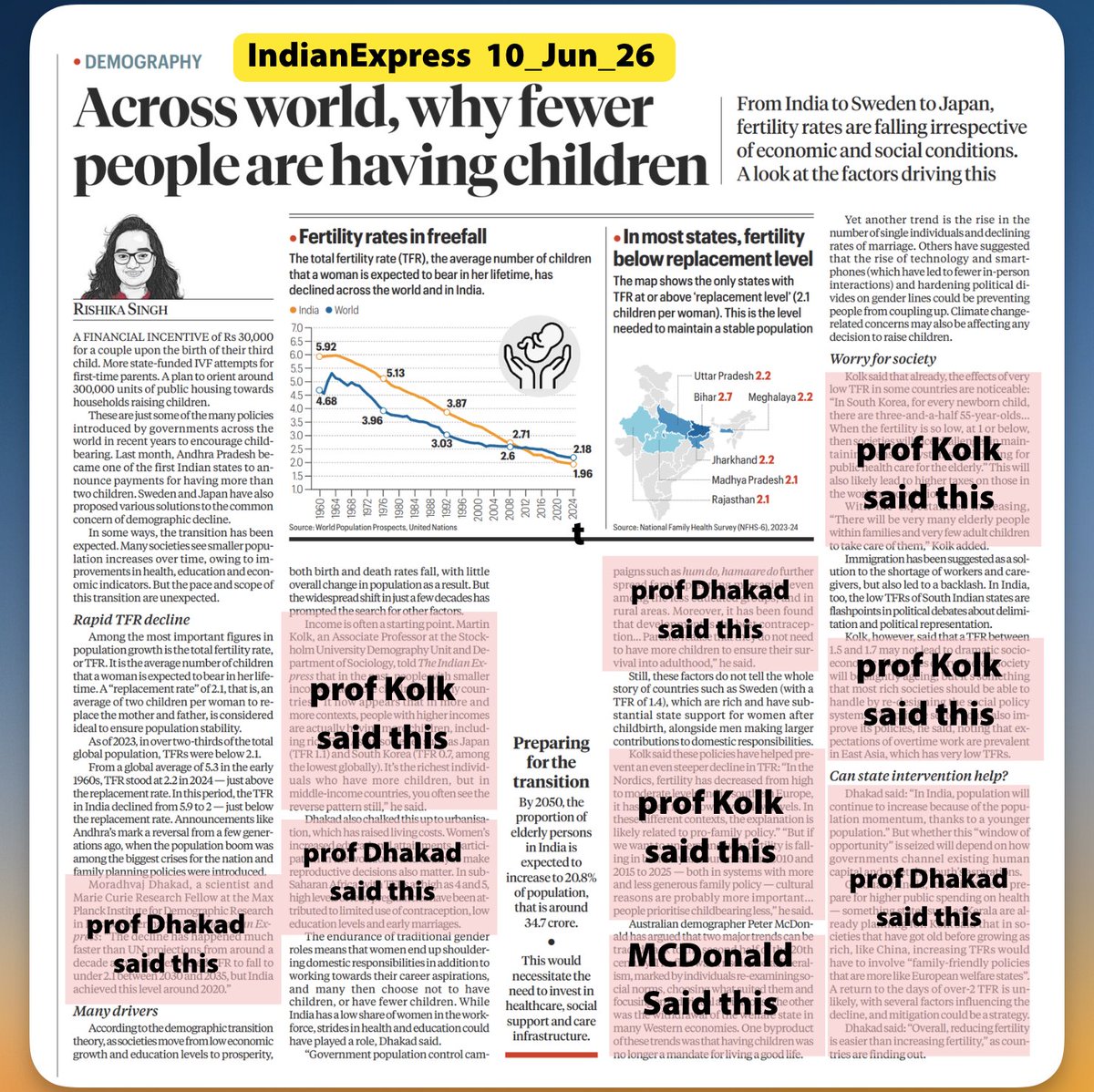 Mrunal_Patel's tweet photo. Saddened by such timepass low-effort articles in IndianExpress. This whole article is basically ping-pong of ‘Prof. X said this”, “Prof. Y said that”. The editor should put photos of these professors instead of Ms.Rishika Singh then. https://t.co/ALWtWY1XJg