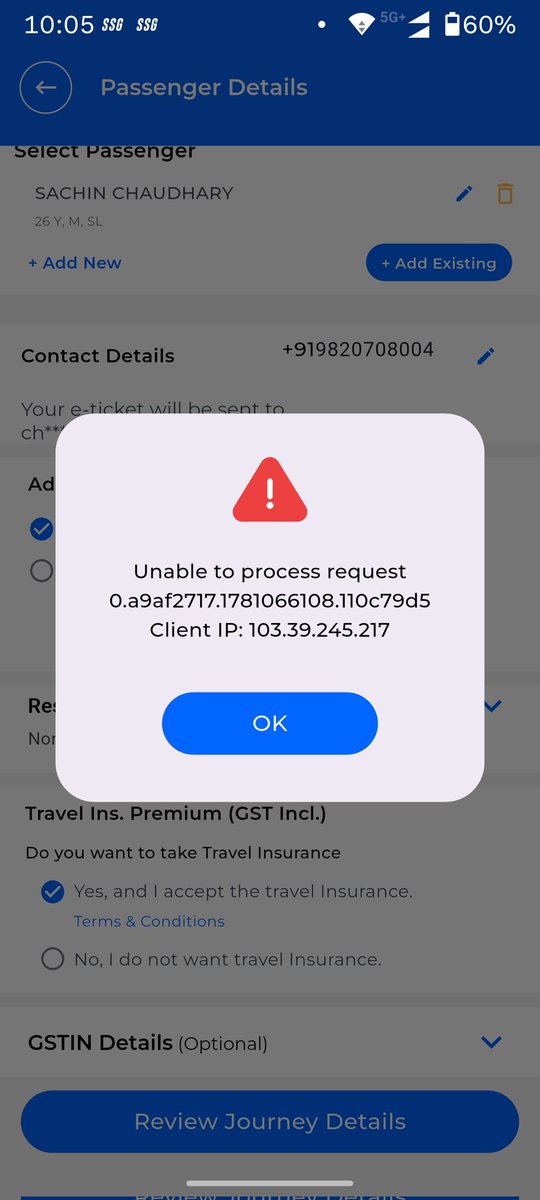 truth175277's tweet photo. Dear @IRCTCofficial , if you only want to allow agents to book a tatkal ticket then don't allow us common people to use ID during that time, whenever we try to book a ticket we always see errors like we are expecting high load, from 65 available tickets to 32 WL. https://t.co/Rqpzf8MACi